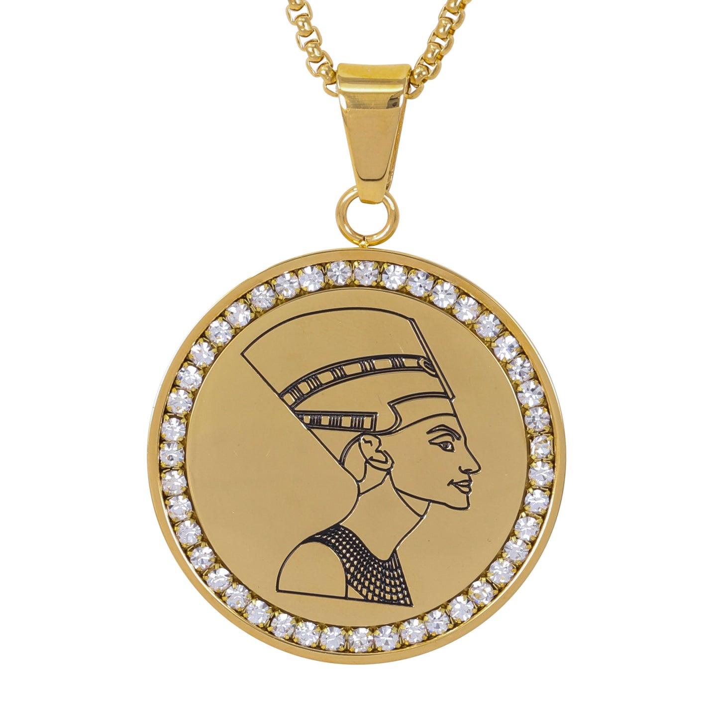 Large Egyptian Necklace with 3mm Round Box Chain 24" - SCP-3109**