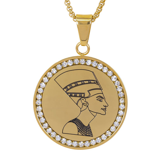 Large Egyptian Necklace with 3mm Round Box Chain 24" - SCP-3109**