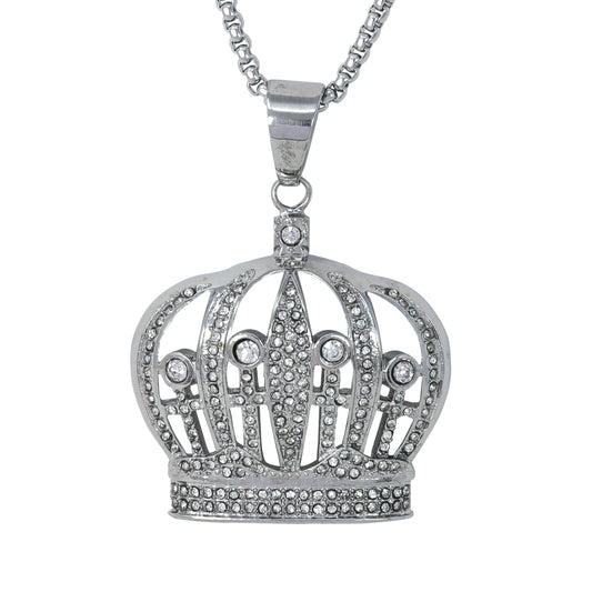 Large Crown Necklace with 3mm Round Box Chain 24" - SCP-3114**