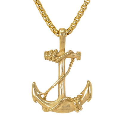 Large Anchor Necklace with 3mm Round Box Chain 24" - SCP-3115**