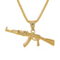 Large Gun Necklace with 3mm Round Box Chain 24" - SCP-3118
