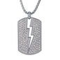 Large Iced Tag Necklace with 3mm Round Box Chain 24" - SCP-3121**