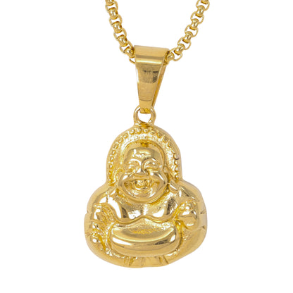 Large Buddha Necklace with 3mm Round Box Chain 24" - SCP-3123**
