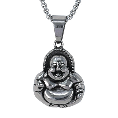 Large Buddha Necklace with 3mm Round Box Chain 24" - SCP-3123**