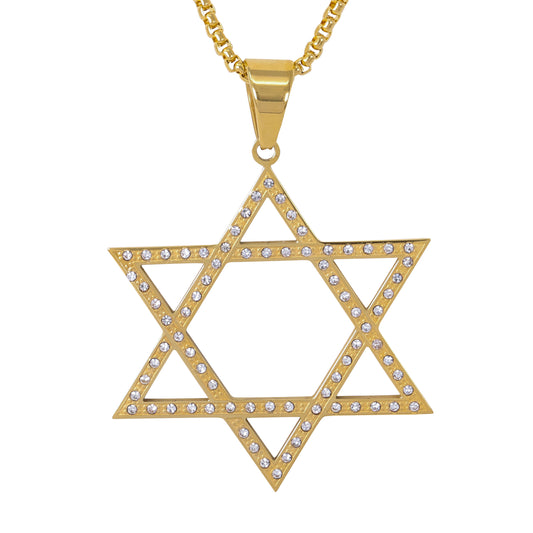 Large Star Necklace with 3mm Round Box Chain 24" - SCP-3124**