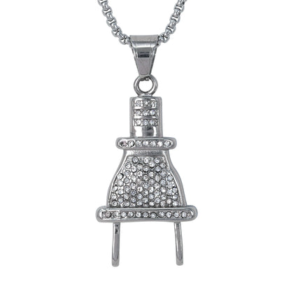 Large Plug Necklace with 3mm Round Box Chain 24" - SCP-3132**