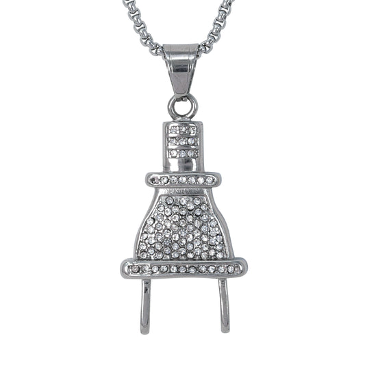 Large Plug Necklace with 3mm Round Box Chain 24" - SCP-3132**