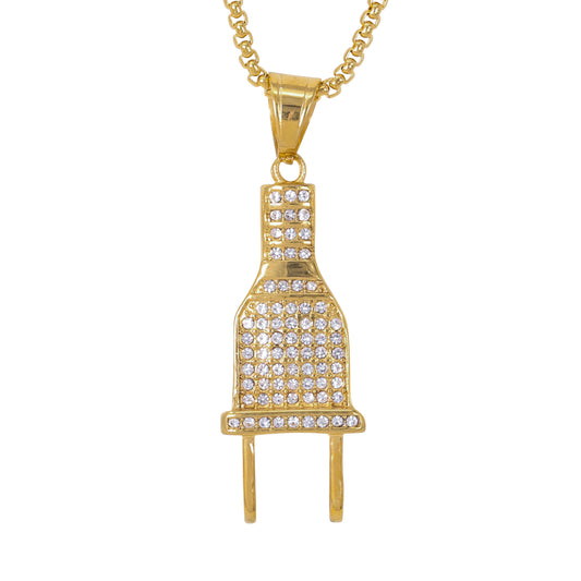 Large Plug Necklace with 3mm Round Box Chain 24" - SCP-3133**