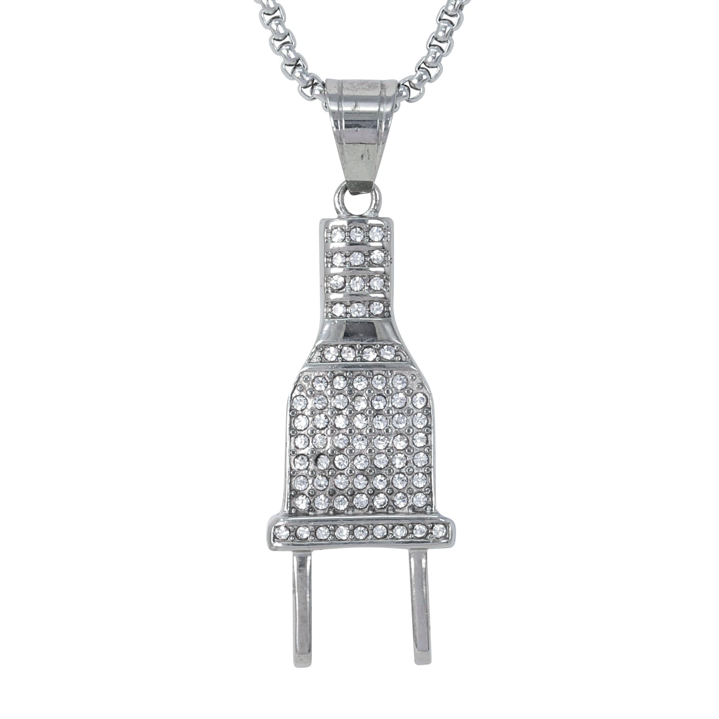 Large Plug Necklace with 3mm Round Box Chain 24" - SCP-3133**