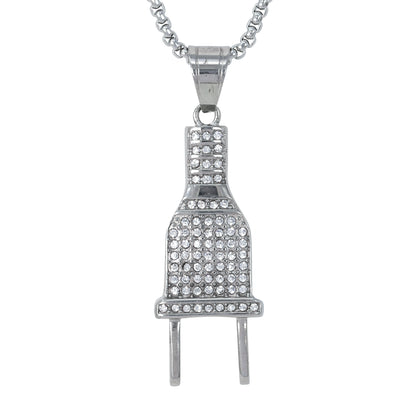 Large Plug Necklace with 3mm Round Box Chain 24" - SCP-3133**