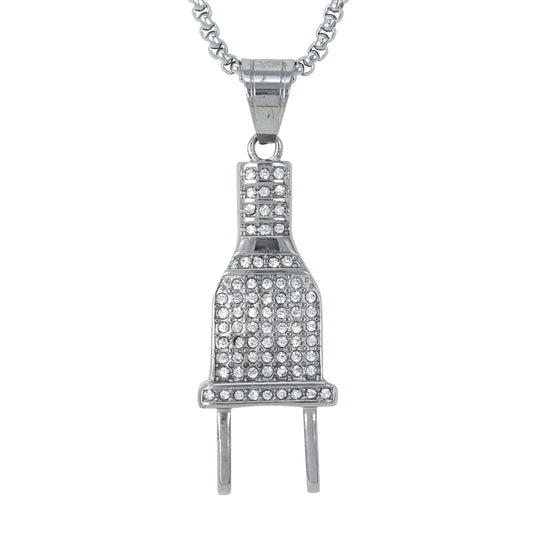 Large Plug Necklace with 3mm Round Box Chain 24" - SCP-3133**