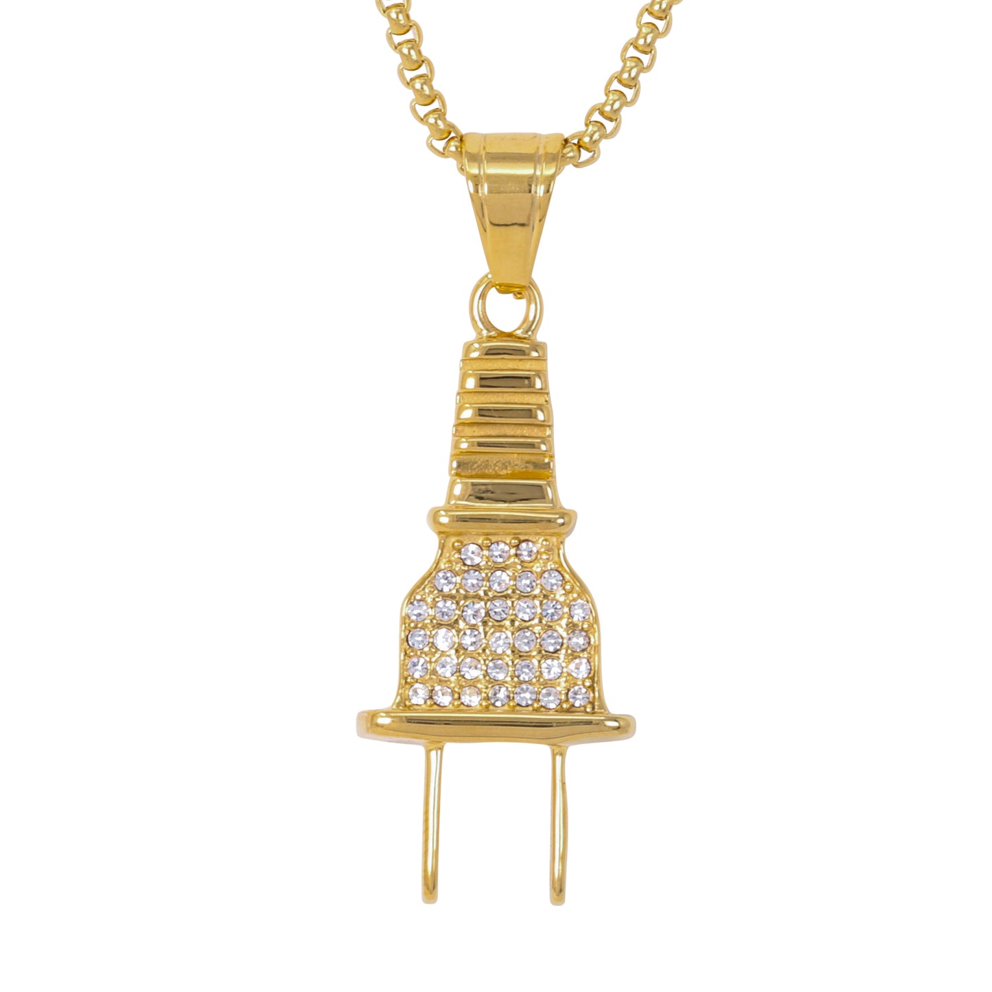 Large Plug Necklace with 3mm Round Box Chain 24" - SCP-3134**