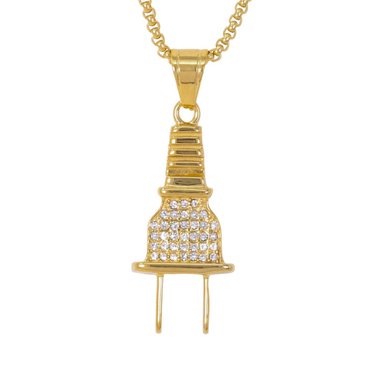 Large Plug Necklace with 3mm Round Box Chain 24" - SCP-3134**