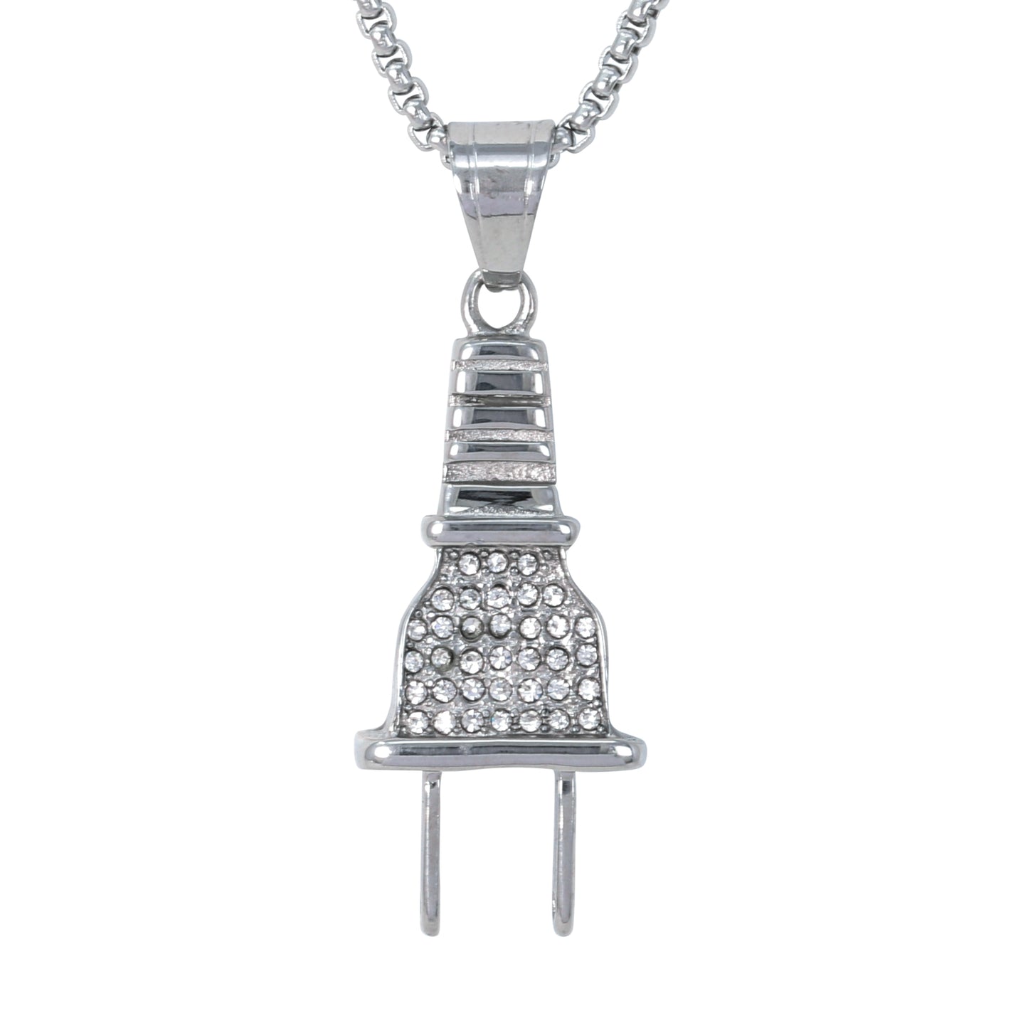 Large Plug Necklace with 3mm Round Box Chain 24" - SCP-3134**