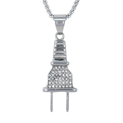 Large Plug Necklace with 3mm Round Box Chain 24" - SCP-3134**