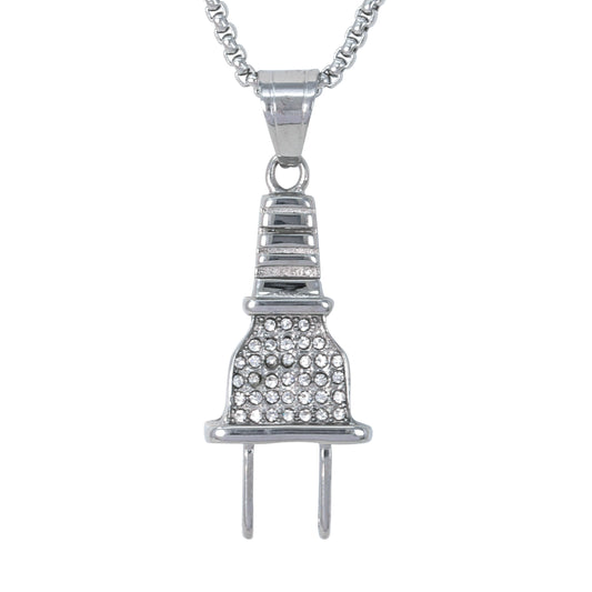 Large Plug Necklace with 3mm Round Box Chain 24" - SCP-3134**