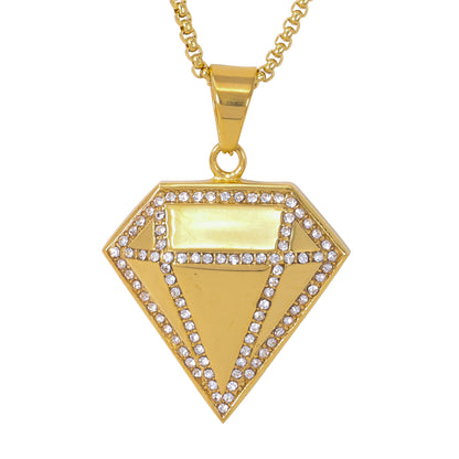 Large Diamond Necklace with 3mm Round Box Chain 24" - SCP-3135**