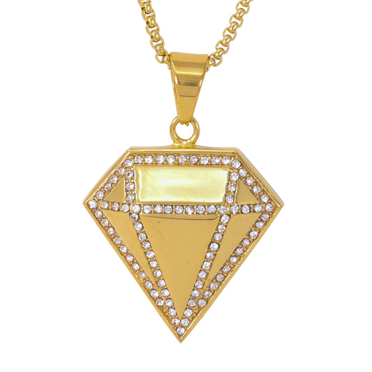 Large Diamond Necklace with 3mm Round Box Chain 24" - SCP-3135**