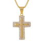 Large Iced Cross Necklace with 3mm Round Box Chain 24" - SCP-3142**