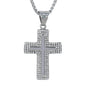 Large Iced Cross Necklace with 3mm Round Box Chain 24" - SCP-3142**