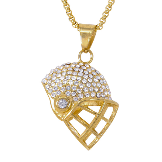 Large Football Necklace with 3mm Round Box Chain 24" - SCP-3144**