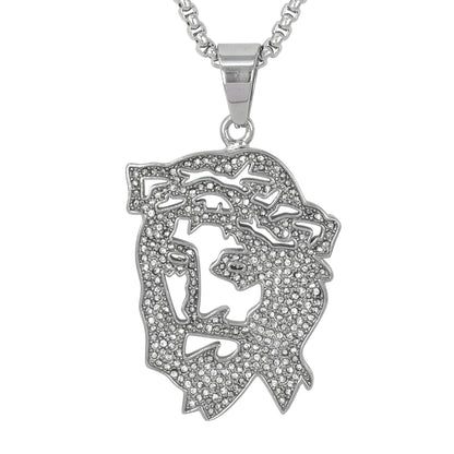 Large Jesus Necklace with 3mm Round Box Chain 24" - SCP-3146**