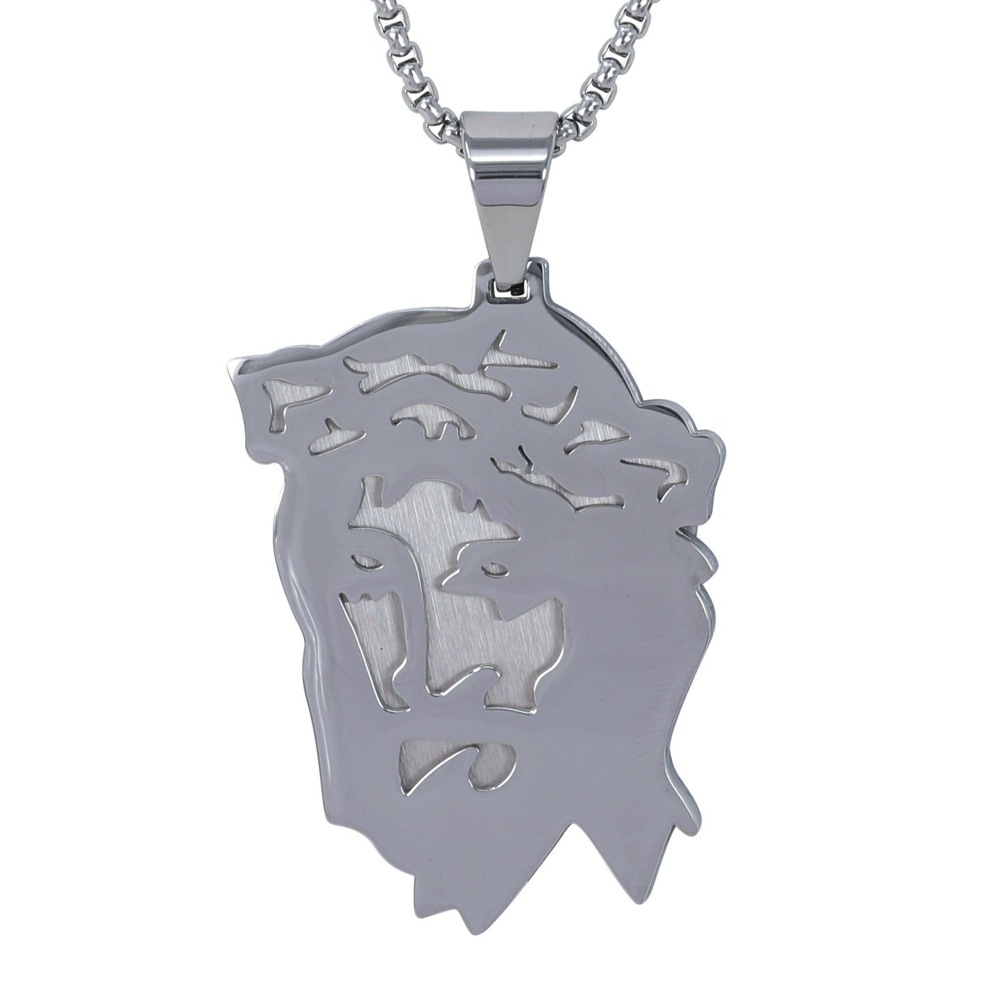 Large Jesus Necklace with 3mm Round Box Chain 24" - SCP-3147**