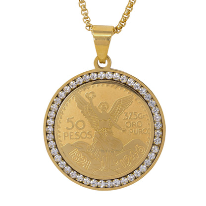 Large Coin Necklace with 3mm Round Box Chain 24" - SCP-3150