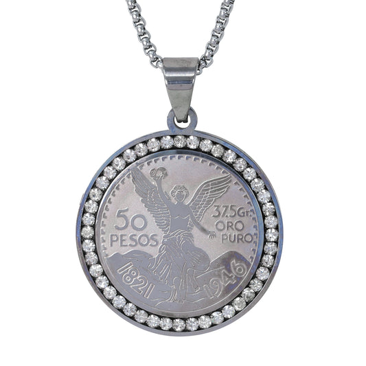 Large Coin Necklace with 3mm Round Box Chain 24" - SCP-3150