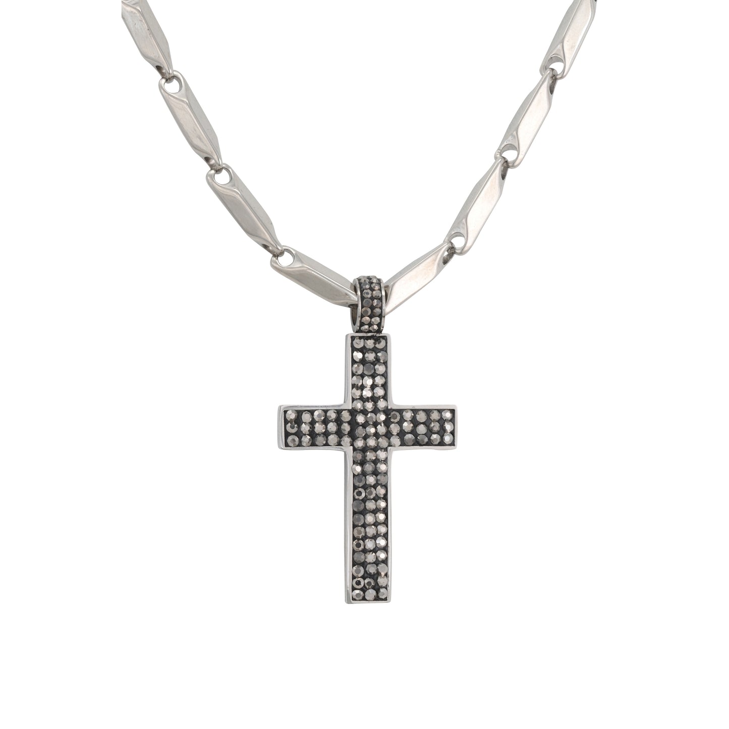 Large Cross Necklace with 4mm Bullet Chain 24" - SCP-707**