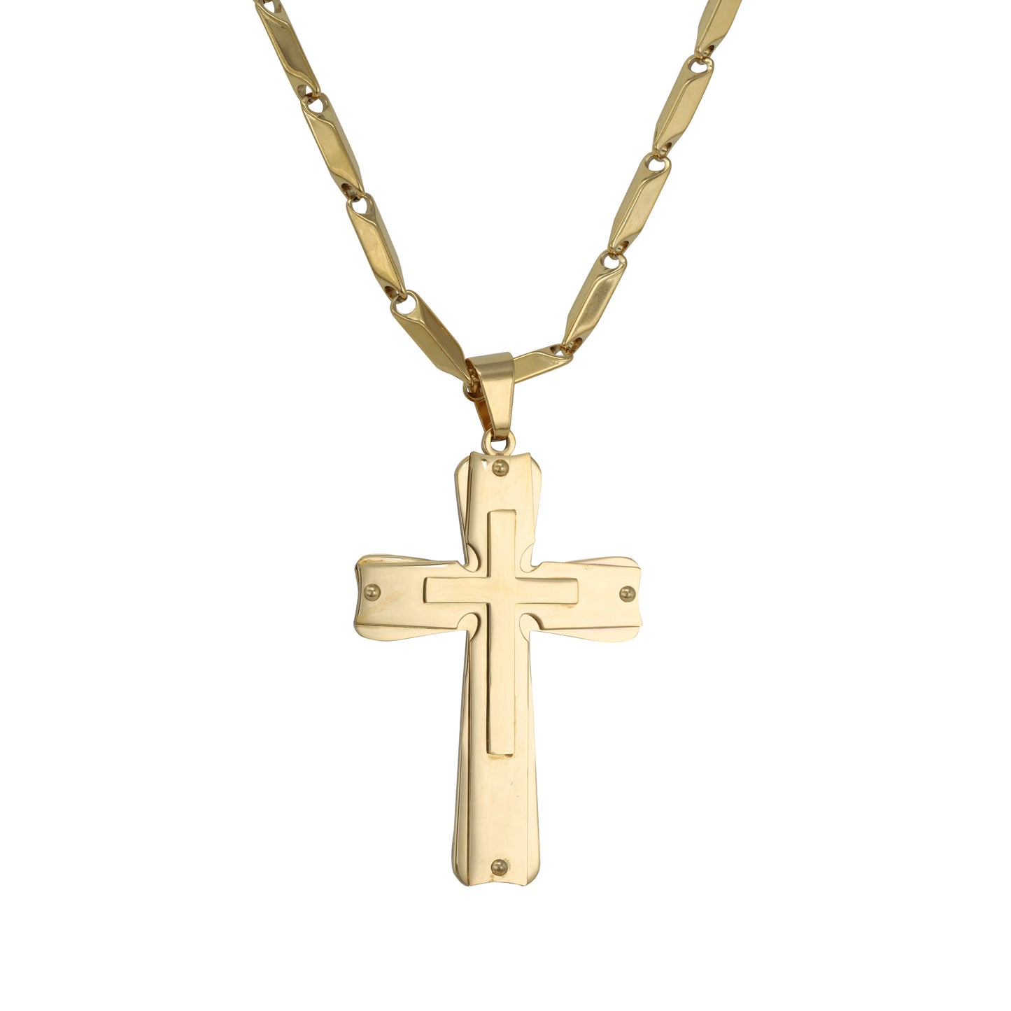 Large Cross Necklace with 4mm Bullet Chain 24" - SCP-708**