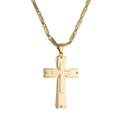 Large Cross Necklace with 4mm Bullet Chain 24" - SCP-708**