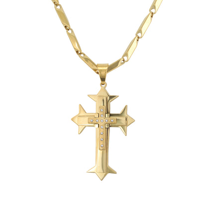 Large Cross Necklace with 4mm Bullet Chain 24" - SCP-712**