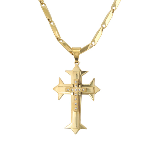 Large Cross Necklace with 4mm Bullet Chain 24" - SCP-712**