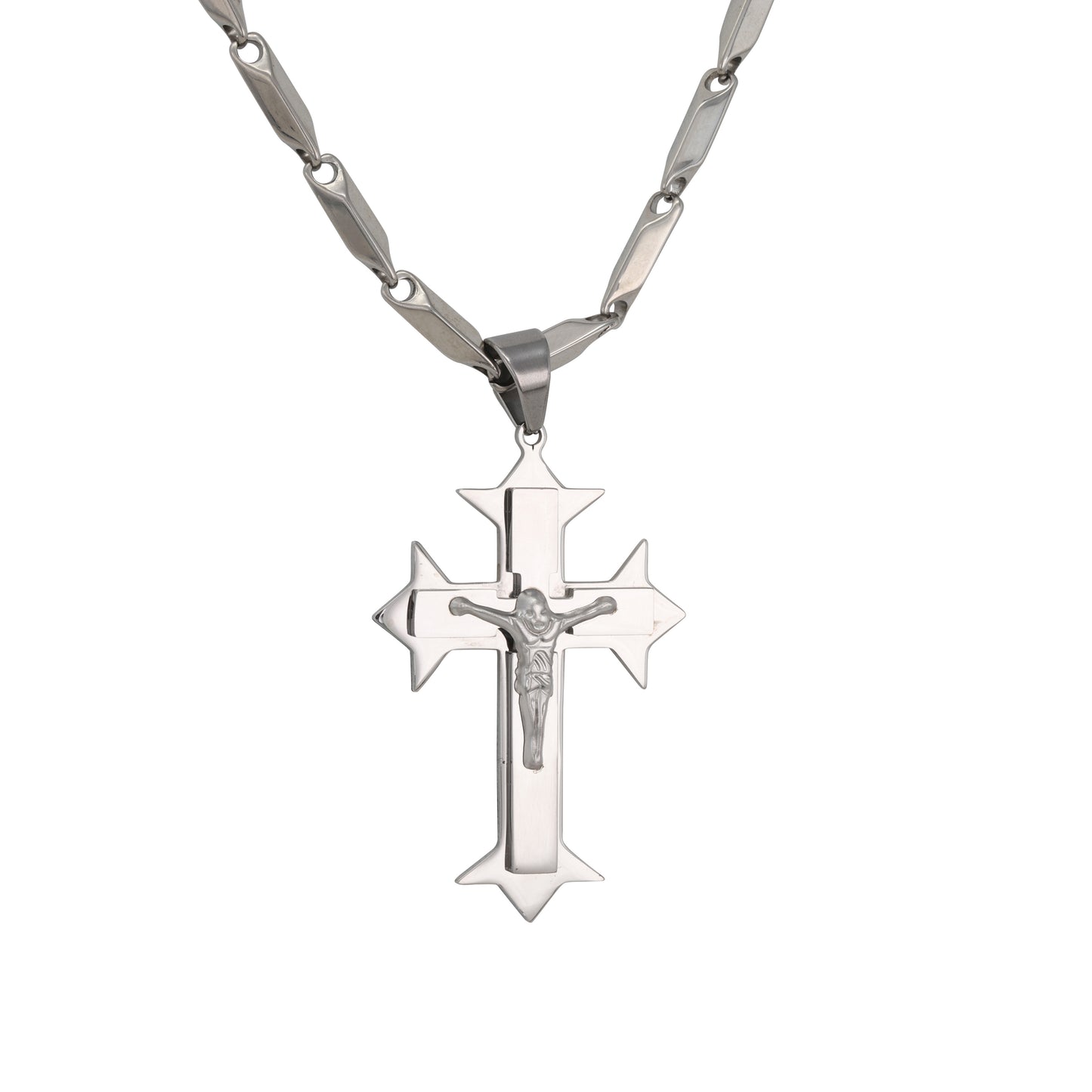 Large Cross Necklace with 4mm Bullet Chain 24" - SCP-714**