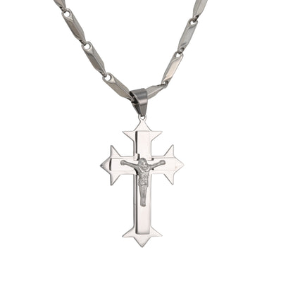 Large Cross Necklace with 4mm Bullet Chain 24" - SCP-714**