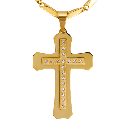 Large Cross Necklace with 4mm Bullet Chain 24" - SCP-715**
