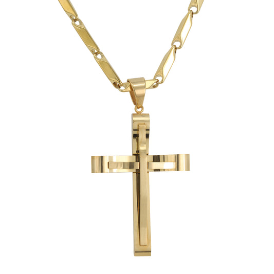 Large Cross Necklace with 4mm Bullet Chain 24" - SCP-716**