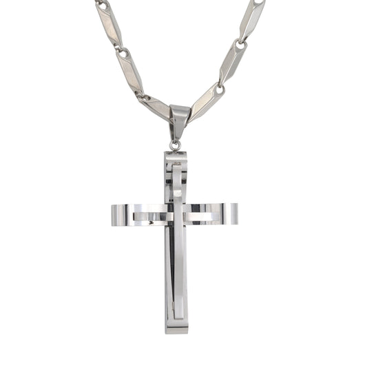 Large Cross Necklace with 4mm Bullet Chain 24" - SCP-716**