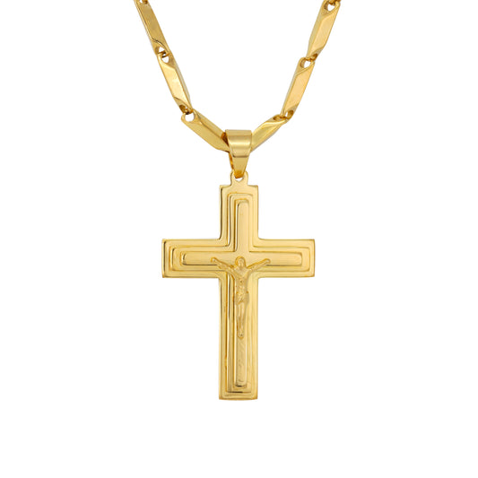 Large Cross Necklace with 4mm Bullet Chain 24" - SCP-717**