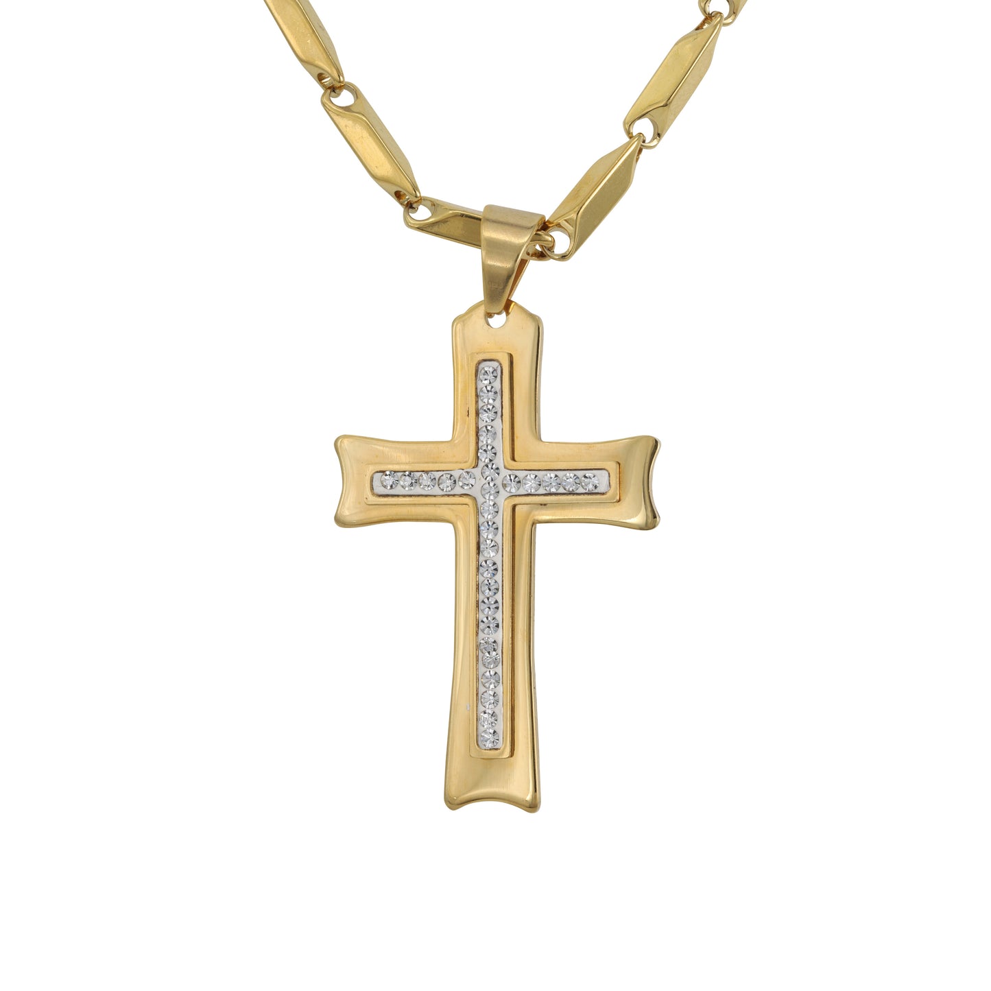 Large Cross Necklace with 4mm Bullet Chain 24" - SCP-718**