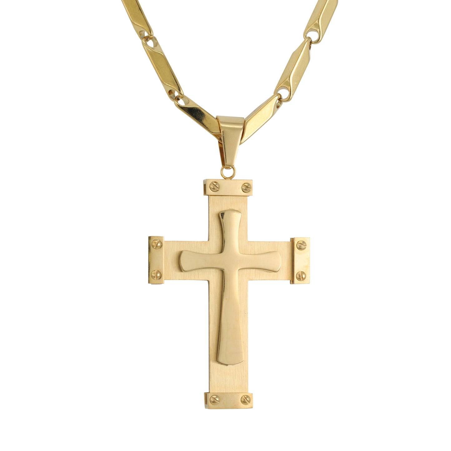 Large Cross Necklace with 4mm Bullet Chain 24" - SCP-719**