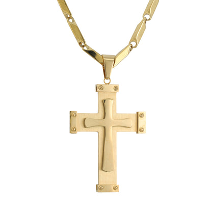 Large Cross Necklace with 4mm Bullet Chain 24" - SCP-719**