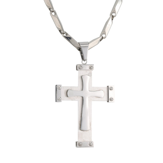 Large Cross Necklace with 4mm Bullet Chain 24" - SCP-719**
