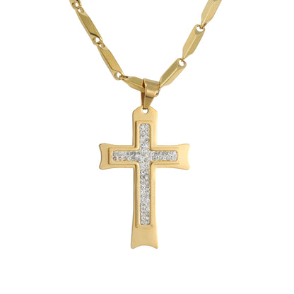 Large Cross Necklace with 4mm Bullet Chain 24" - SCP-722**