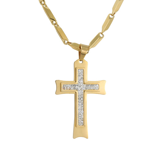 Large Cross Necklace with 4mm Bullet Chain 24" - SCP-722**