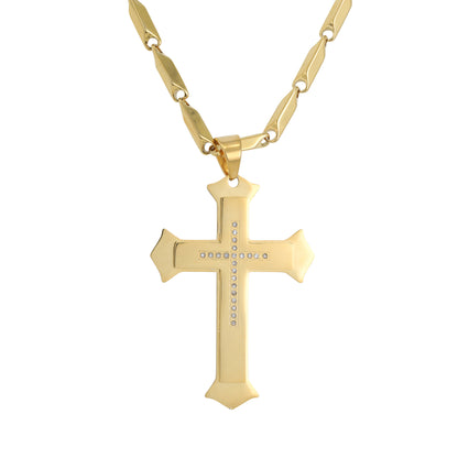 Large Cross Necklace with 4mm Bullet Chain 24" - SCP-723