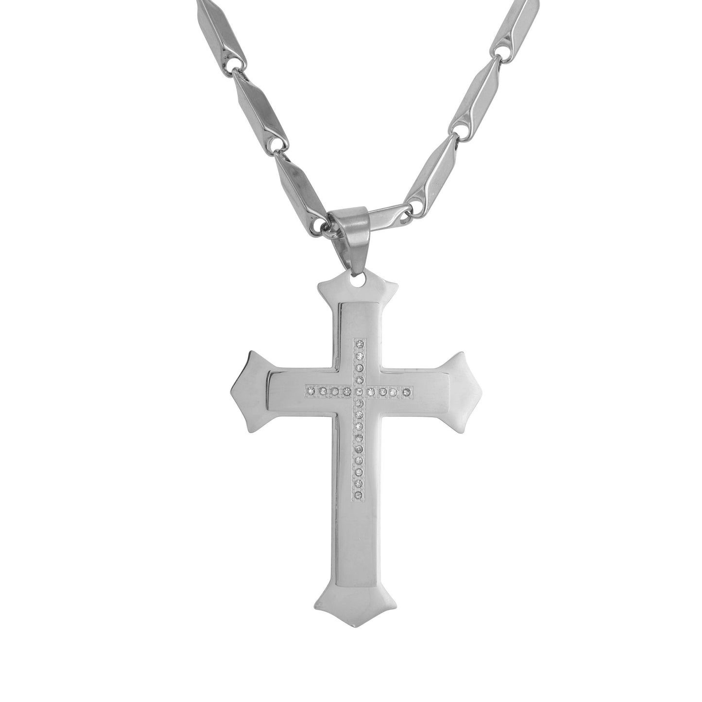 Large Cross Necklace with 4mm Bullet Chain 24" - SCP-723