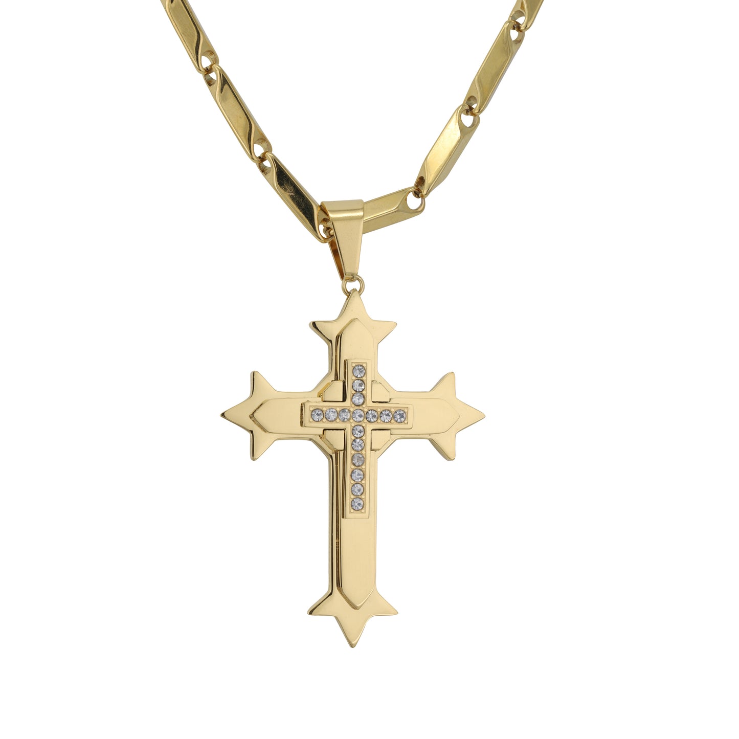 Large Cross Necklace with 4mm Bullet Chain 24" - SCP-727**