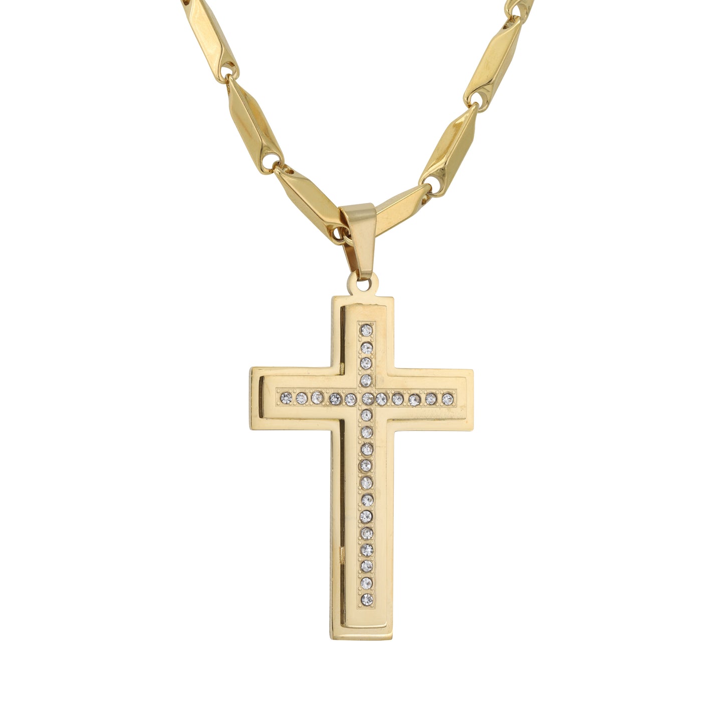 Large Cross Necklace with 4mm Bullet Chain 24" - SCP-728